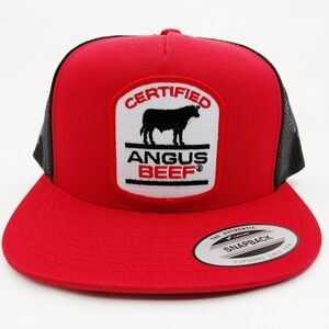 Certified Angus Beef Embroidered Patch Flat Bill Trucker Mesh Snapback Cap Hat